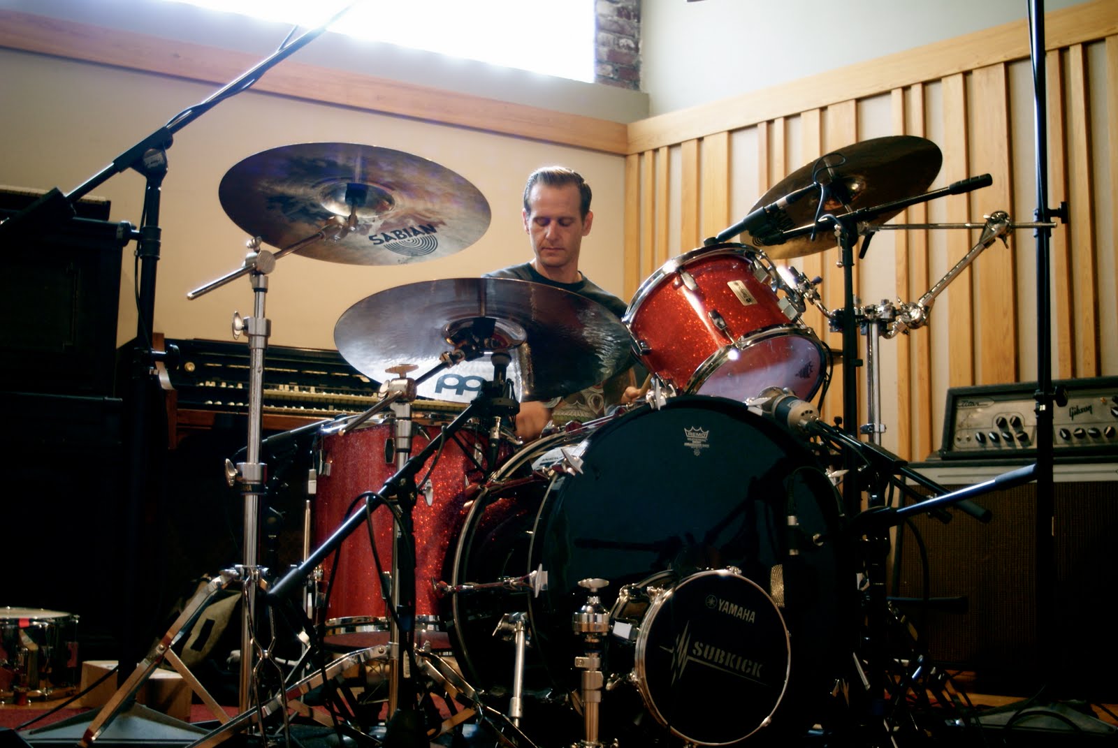 Trap Them's Chris Maggio tracking drums at God City Studios