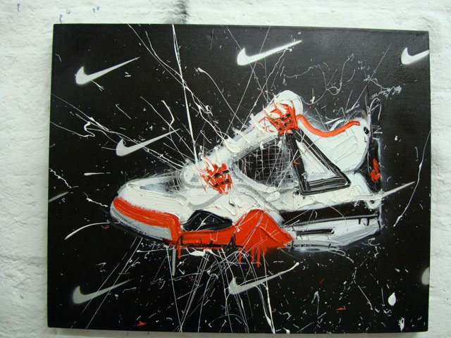 Dave White Nike Sneaker Oil Painitng Dave White Nike Sneaker Oil Painitng