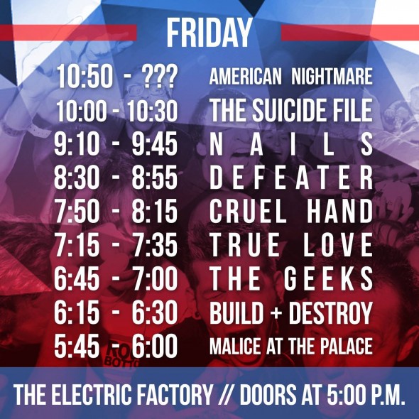 TIH X Friday Set Times