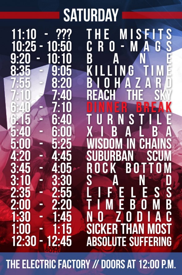 TIH X Saturday Set Times