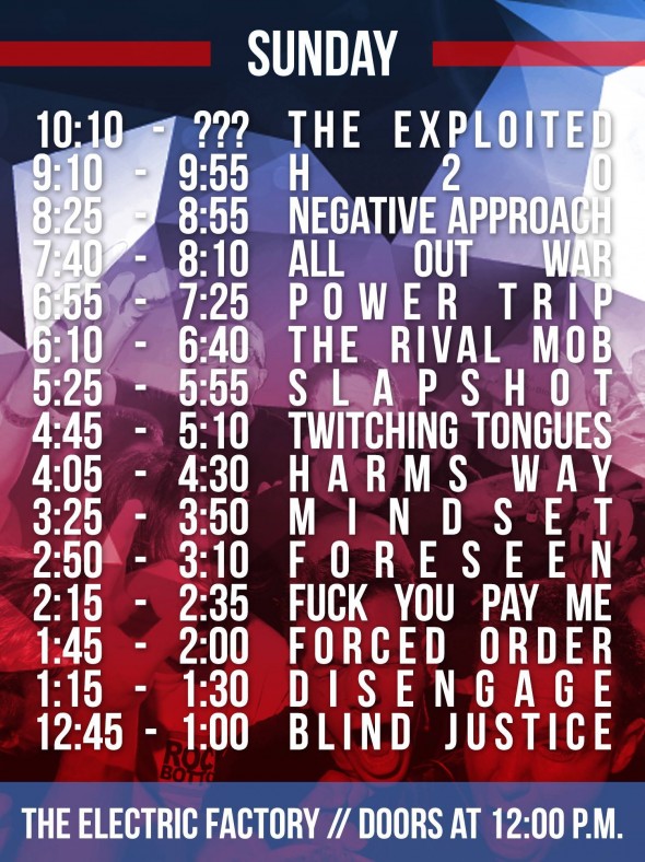 TIH X Sunday Set Times