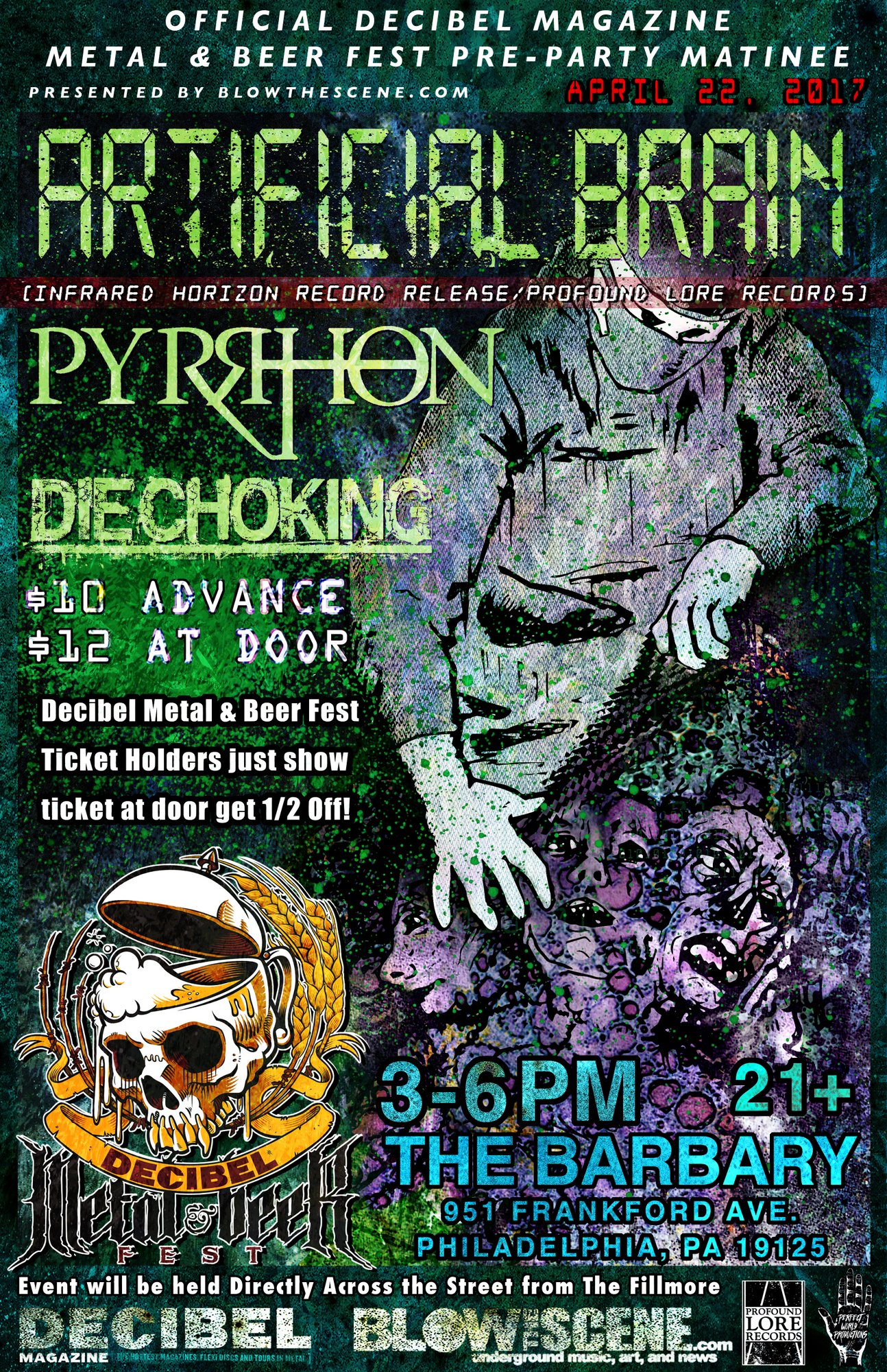 Artificial Brain, Pyrrhon, Die Choking Decibel Pre Show Matinee