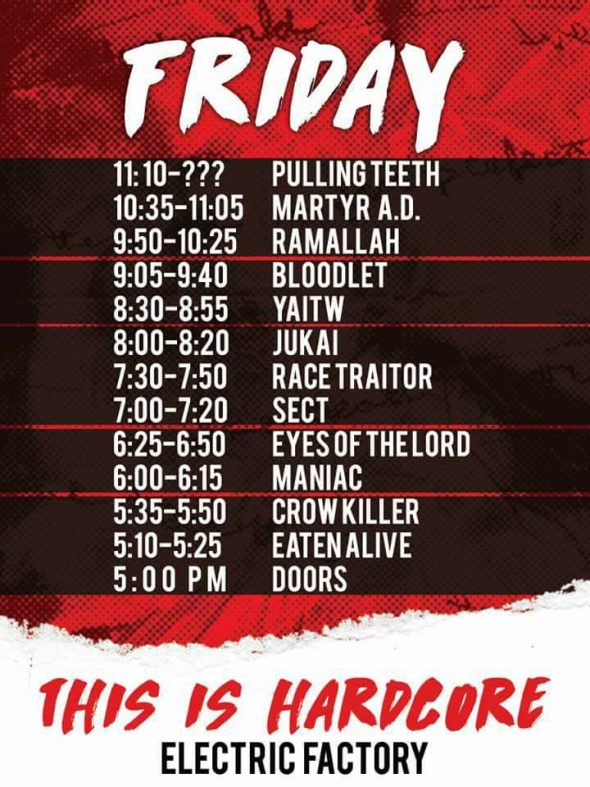 Friday TIH 2017 set times
